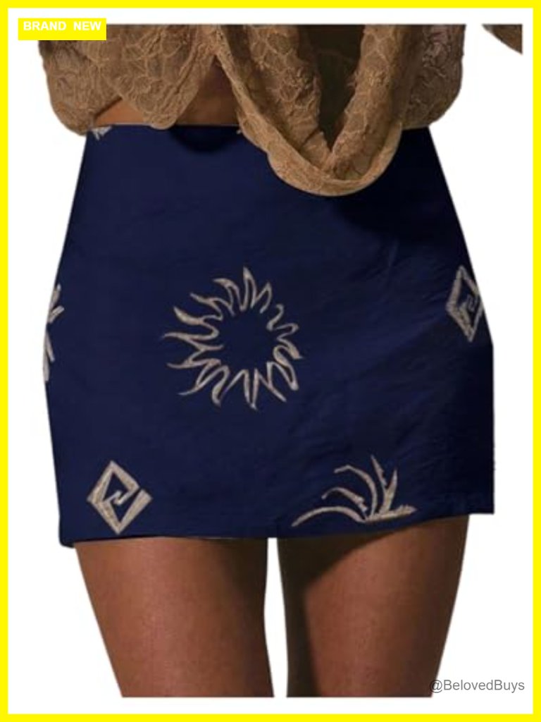 Embroidered Low Rise Bodycon Mini Skirt Summer Vacation Beachwear